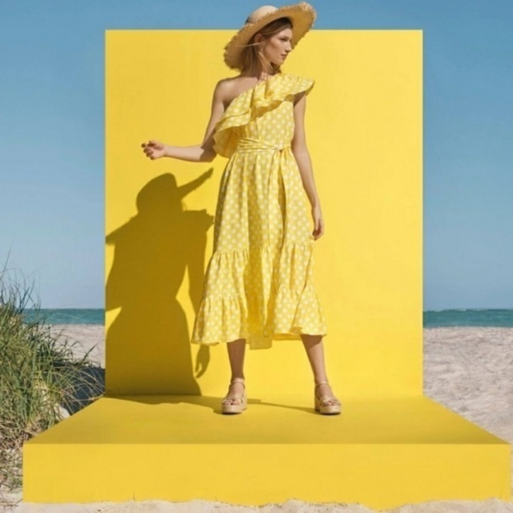 Lisa Marie Fernandez Polka Dot One Shoulder Dress